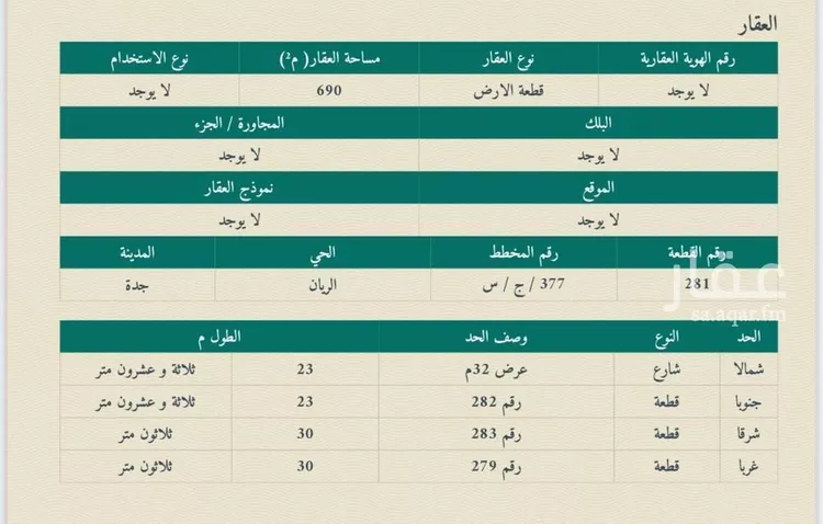 أرض للبيع في شارع جعفر المعتصم, حي الريان, مدينة جدة, منطقة مكة المكرمة