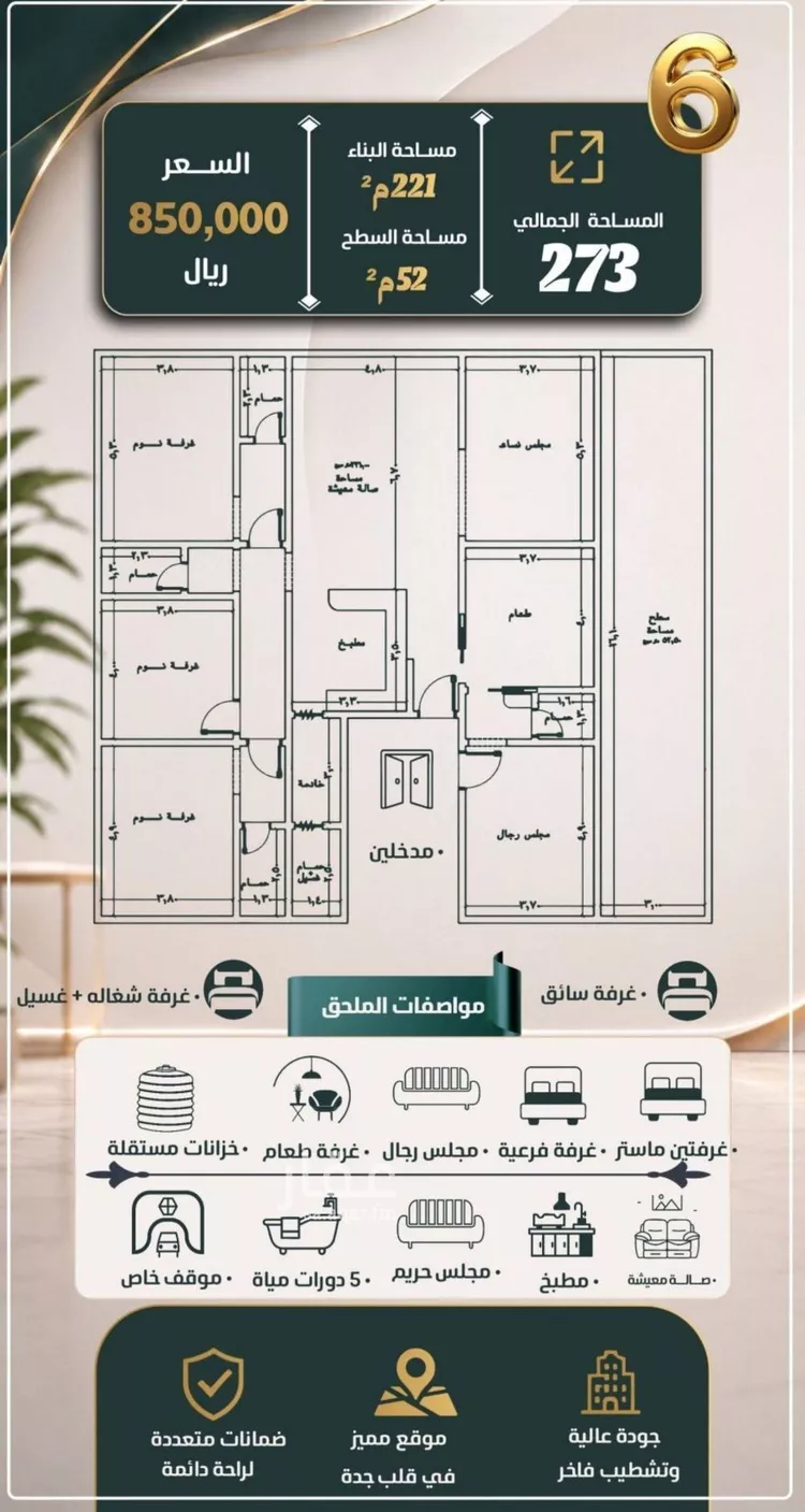 شقة للبيع في شارع نومان, حي النزهة, مدينة جدة, منطقة مكة المكرمة صورة 4