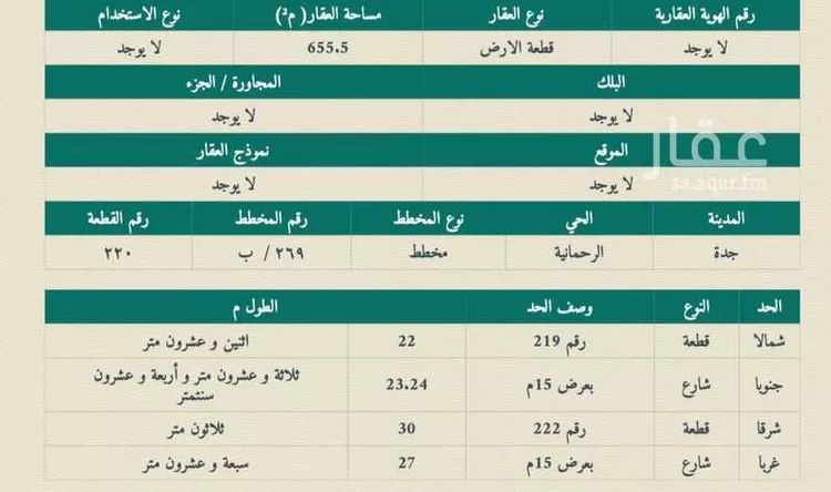 أرض للبيع في شارع محمد بن زياد, حي الرحمانية, مدينة جدة, منطقة مكة المكرمة صورة 2