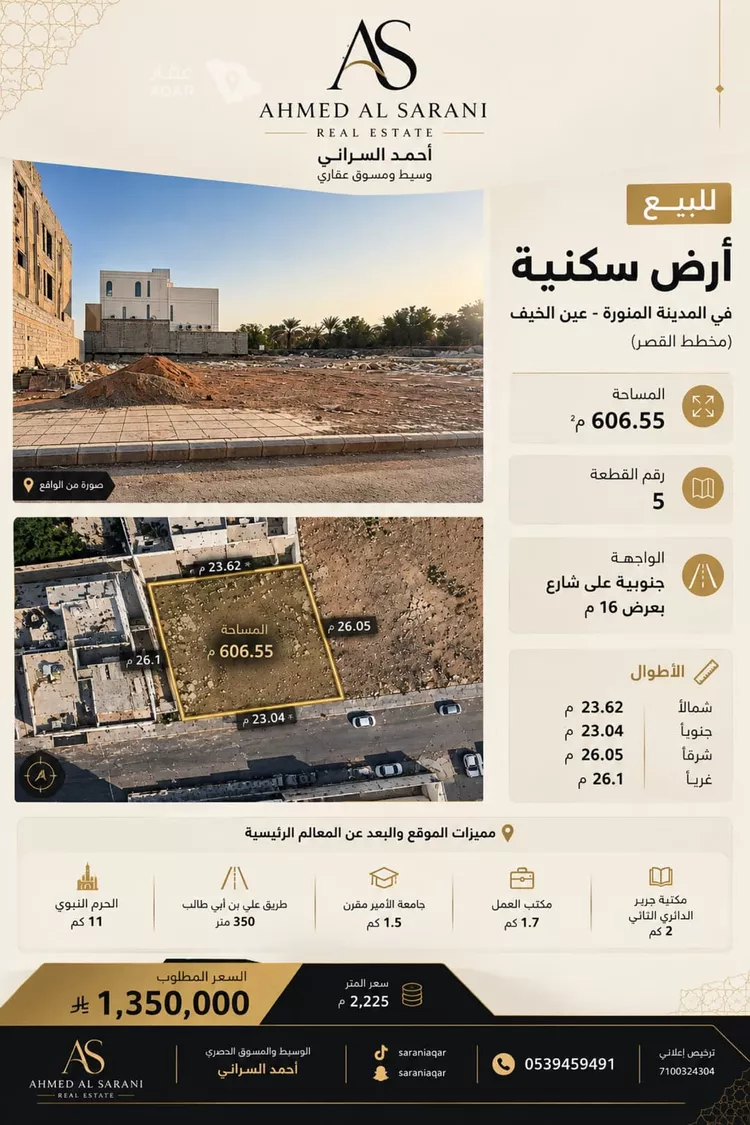 أرض للبيع في شارع اسماعيل بن الفضل, حي وادي مذينب, مدينة المدينة المنورة, منطقة المدينة المنورة 6