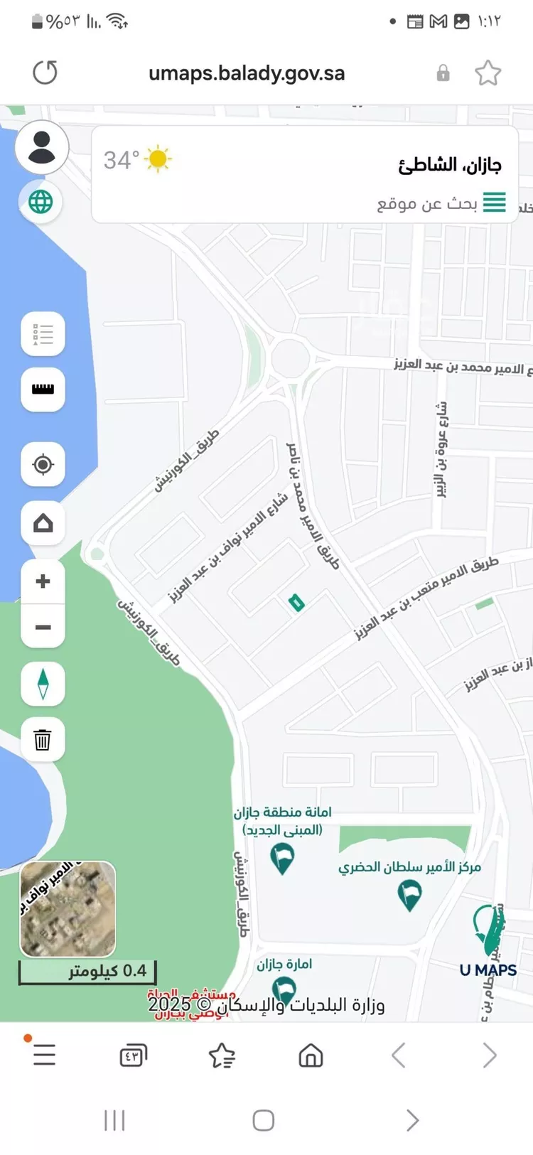 أرض للبيع في شارع الحجروف, حي الشاطئ, مدينة جازان, منطقة جازان صورة 2