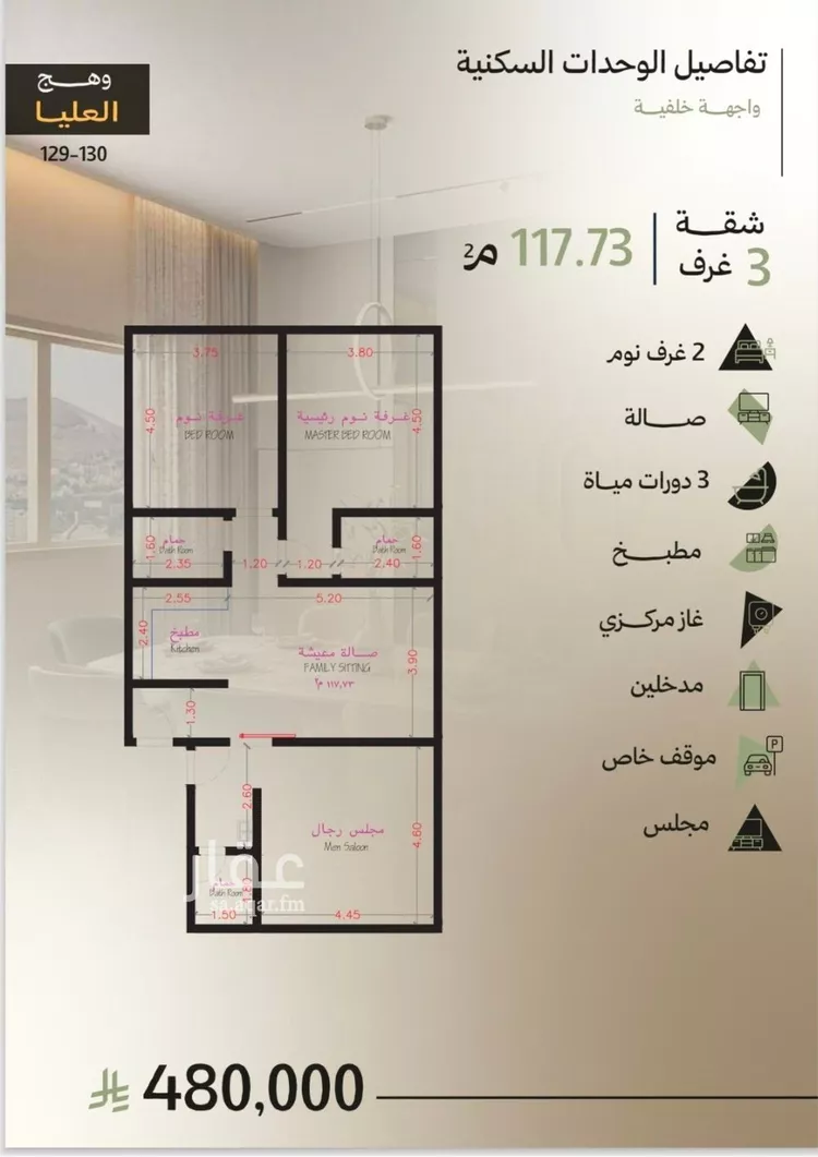 شقة للبيع في شارع ابحر الجنوبيه , حي أبحر الجنوبية, مدينة جدة, منطقة مكة المكرمة صورة 3
