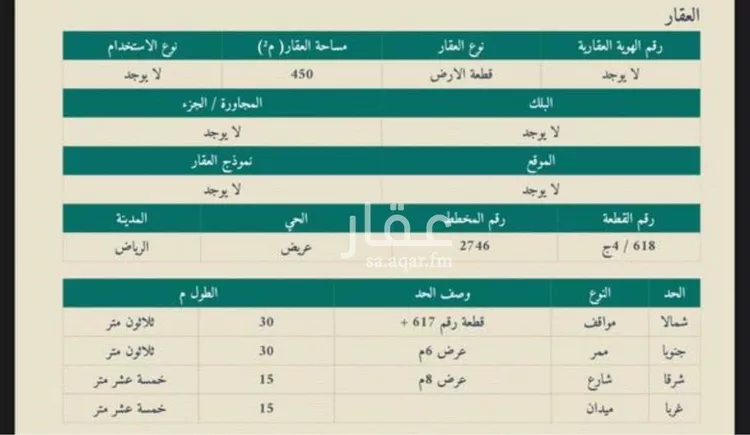 أرض للبيع في حي عريض, مدينة الرياض, منطقة الرياض صورة 2
