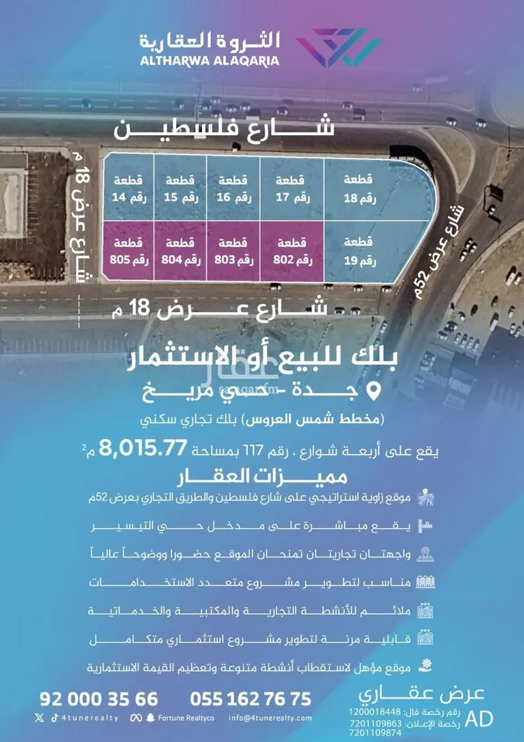 أرض للبيع في شارع أبو بريده الأشعري, حي مريخ, مدينة جدة, منطقة مكة المكرمة