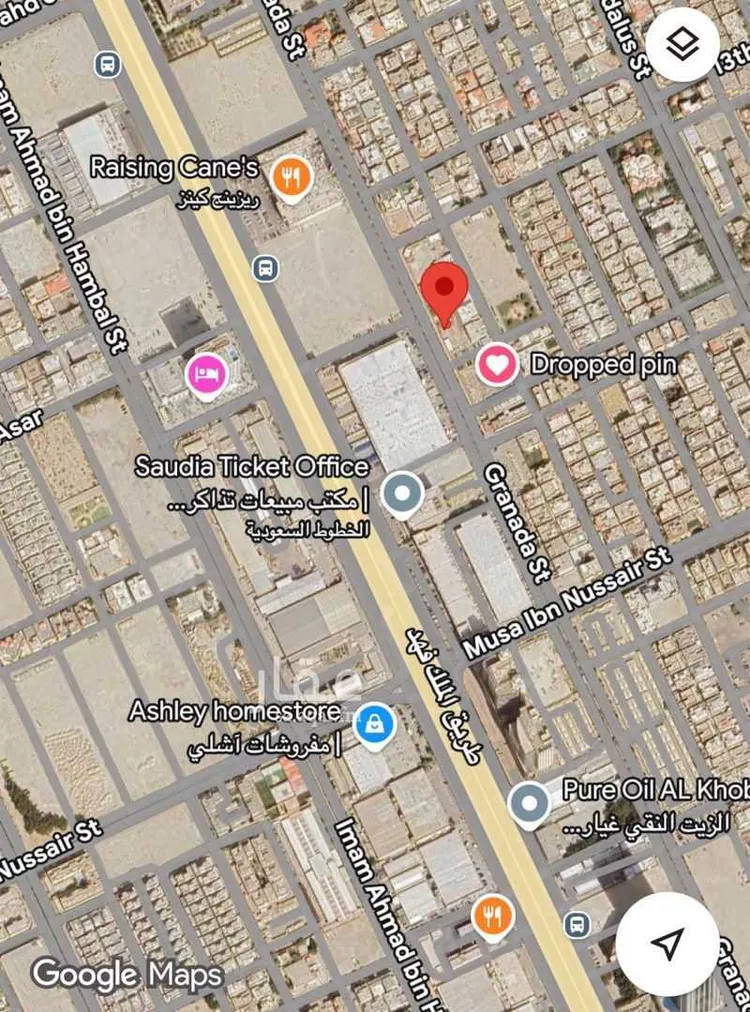 أرض للبيع في شارع غرناطة, حي الراكة الجنوبية, مدينة الخبر, المنطقة الشرقية