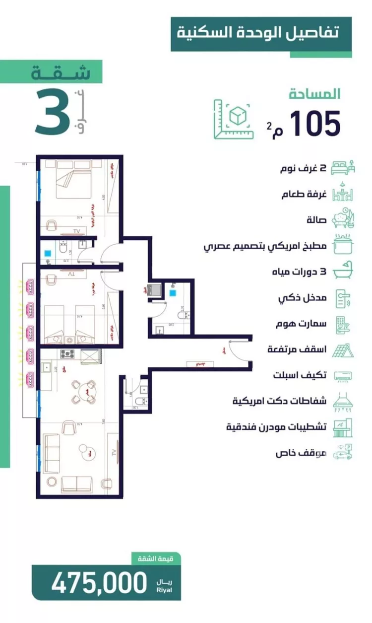 شقة للبيع في شارع ابن الحائك الهمداني, حي السلامة, مدينة جدة, منطقة مكة المكرمة صورة 3