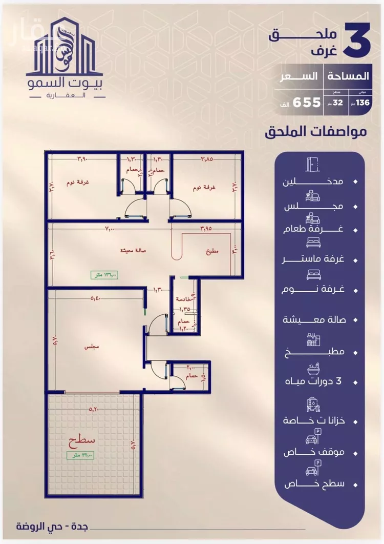 شقة للبيع في شارع احمد بن شيخان, حي الروضة, مدينة جدة, منطقة مكة المكرمة