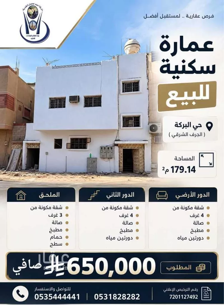 عمارة للبيع في شارع سعيد بن شتيم, حي البركة, مدينة المدينة المنورة, منطقة المدينة المنورة صورة 2