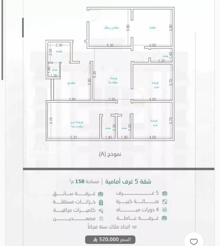 شقة للبيع في شارع النبأ, حي حكومي1, مدينة جدة, منطقة مكة المكرمة صورة 3