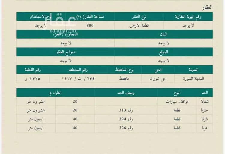 أرض للبيع في شارع بكر ابن شريح, حي شوران, مدينة المدينة المنورة, منطقة المدينة المنورة