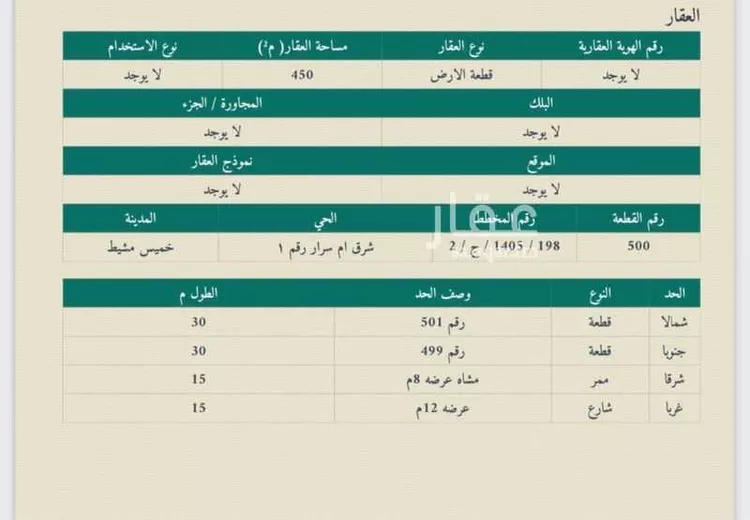 أرض للبيع في شارع 7068754, حي النخيل, مدينة خميس مشيط, منطقة عسير