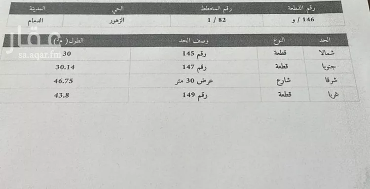 أرض للبيع في شارع ابو هريرة, حي الزهور, مدينة الدمام, المنطقة الشرقية صورة 3