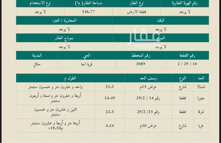 أرض للبيع في شارع الغنائم ، حي النقرة ، النقرة ، منطقة حائل