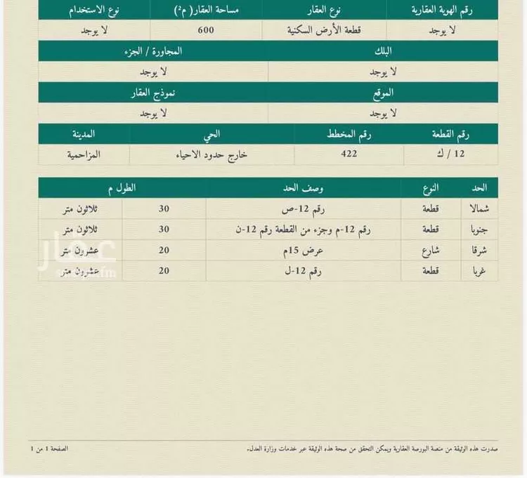 Land for Sale in Al Muzahimiyah Al Ulaya