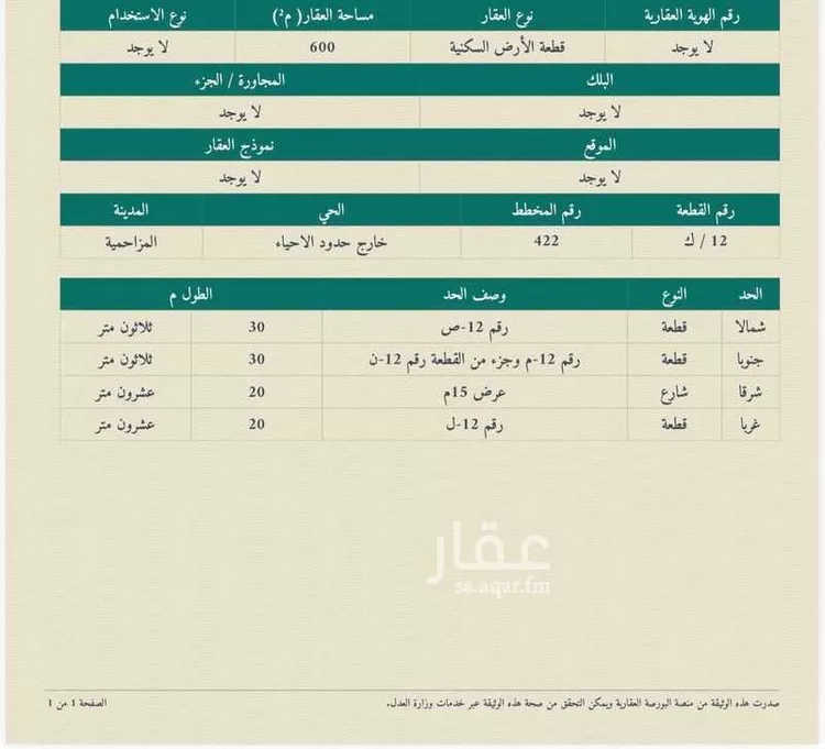 أرض للبيع في شارع هجره الذيبيه وخضراء 1653 ، القرارة ، المزاحمية