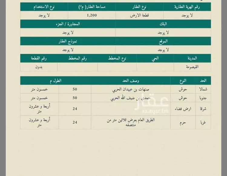 أرض للبيع في مدينة القيصومه, منطقة القصيم