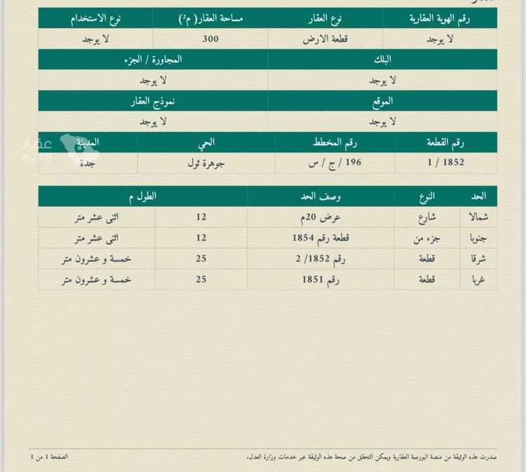 أرض للبيع في شارع ٢٠ متر شمالي, حي جوهرة ثول, مدينة ثول, منطقة مكة المكرمة