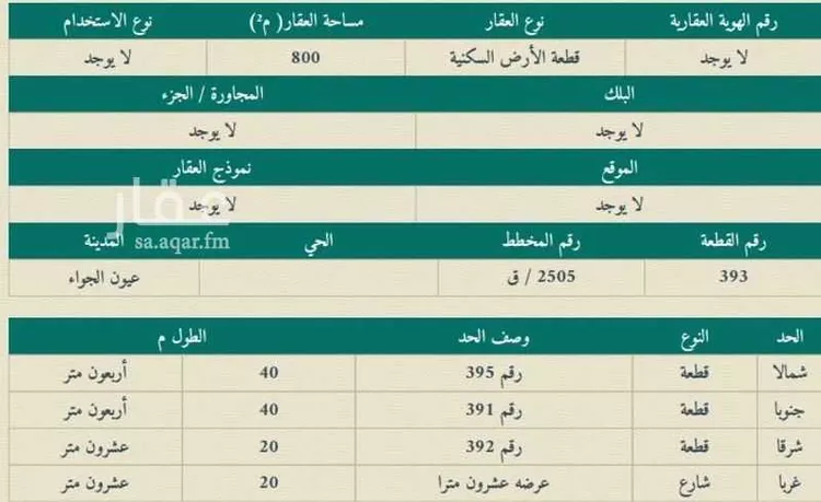 أرض للبيع في شارع الغروب, حي النزهة, مدينة عيون الجواء, منطقة القصيم صورة 2