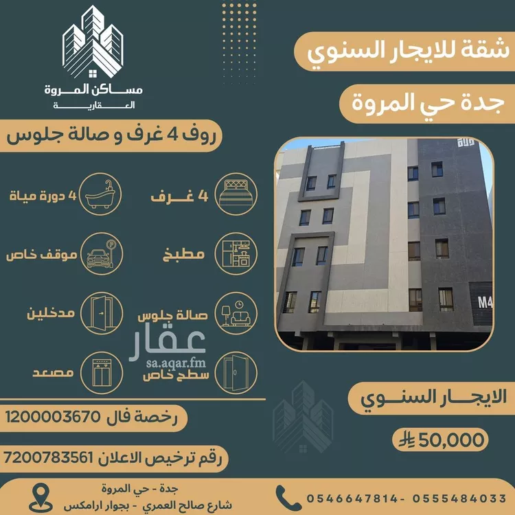 شقة للإيجار في شارع الرماحي, حي المروة, مدينة جدة, منطقة مكة المكرمة