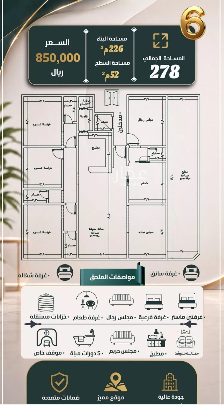 شقة للبيع في شارع نومان, حي النزهة, مدينة جدة, منطقة مكة المكرمة صورة 4