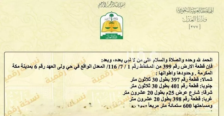 أرض للبيع في شارع الزبرقان بن بدر بن امرئ القيس, حي المسيال الجديد, مدينة مكة المكرمة, منطقة مكة المكرمة صورة 4