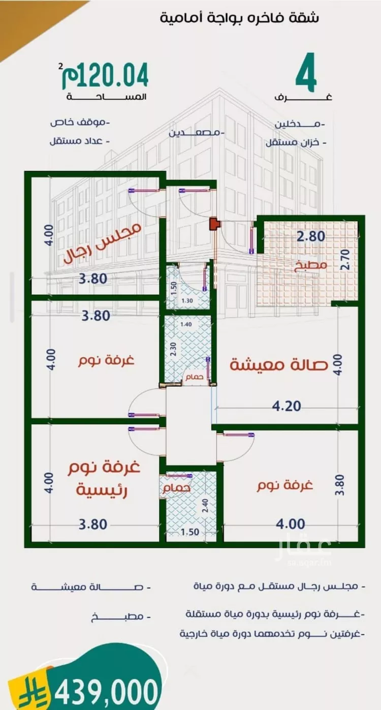 شقة للبيع في شارع عاصم ابن قيس, حي الربوة, مدينة جدة, منطقة مكة المكرمة صورة 4