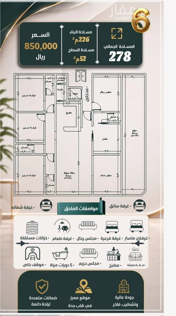 شقة للبيع في حي النزهة, مدينة جدة, منطقة مكة المكرمة صورة 5