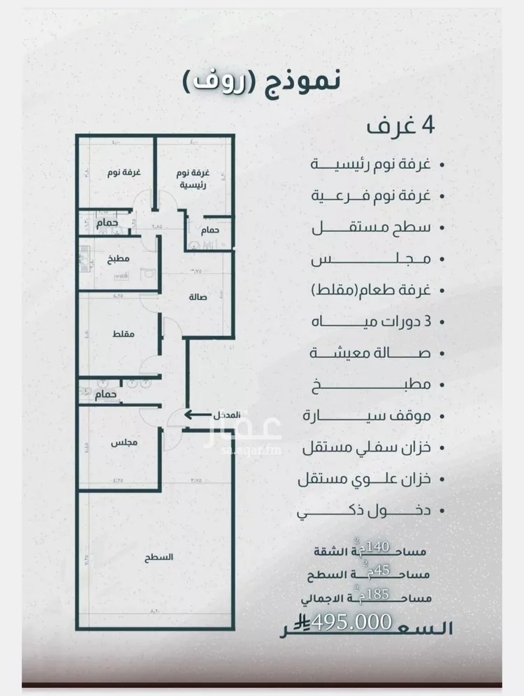 شقة للبيع في شارع ابي الحسن بن المبارك, حي الريان, مدينة جدة, منطقة مكة المكرمة