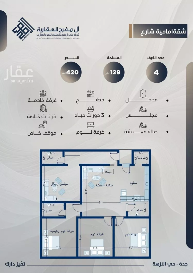 شقة للبيع في شارع ثريبان بارق, حي النزهة, مدينة جدة, منطقة مكة المكرمة صورة 4