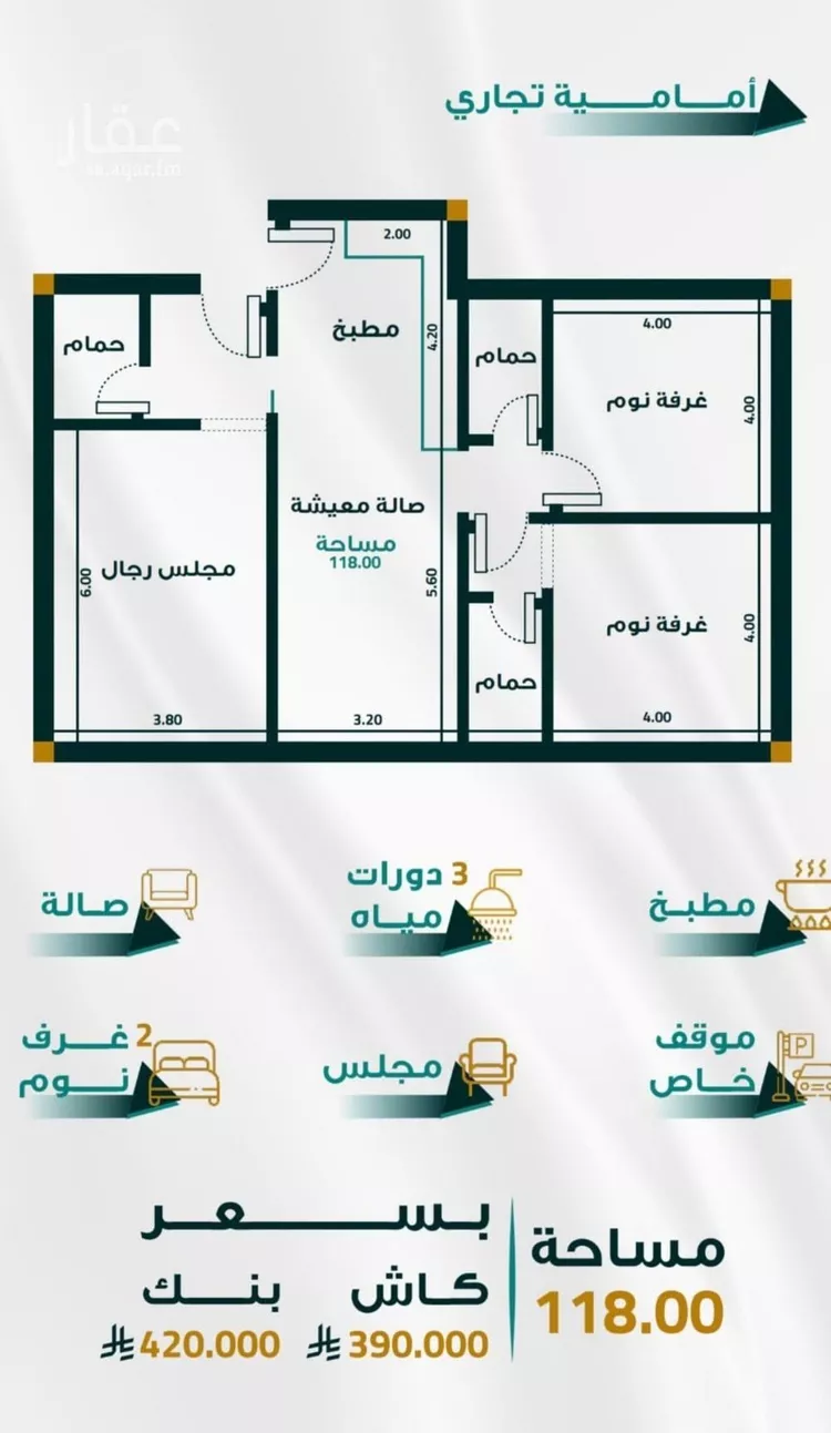 شقة للبيع في شارع ابو ذر الغفاري, حي الفيحاء, مدينة جدة, منطقة مكة المكرمة صورة 3