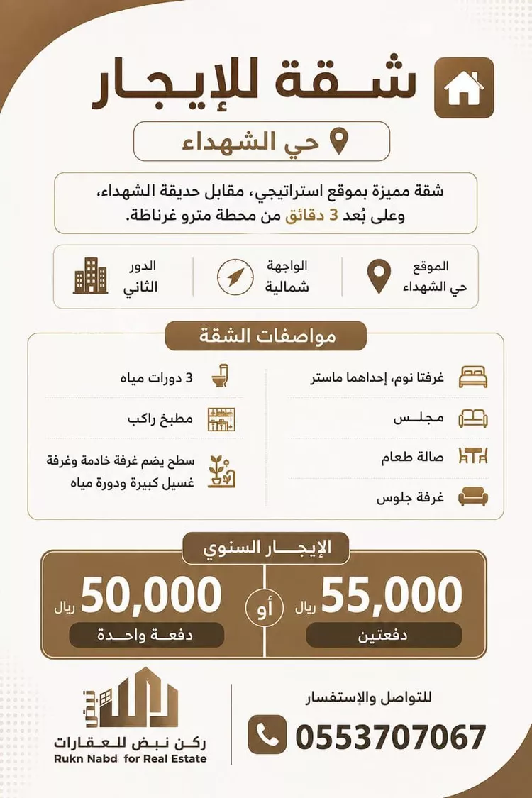 شقة للإيجار في شارع رقم 51, حي الشهداء, مدينة الرياض, منطقة الرياض