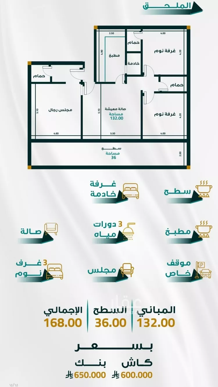 شقة للبيع في شارع ابو ذر الغفاري, حي الفيحاء, مدينة جدة, منطقة مكة المكرمة صورة 2