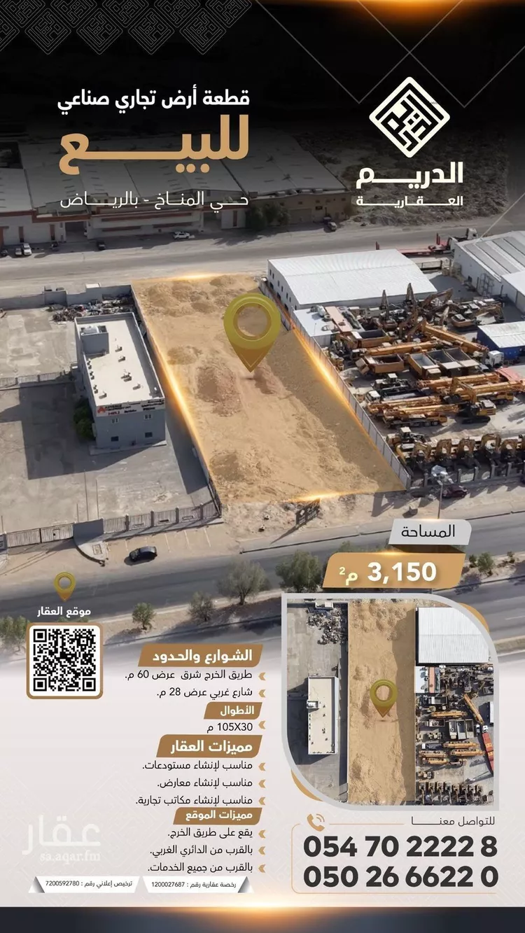 أرض للبيع في شارع امتداد ال الدائري الشرقي الفرعي, حي المناخ, مدينة الرياض, منطقة الرياض صورة 2