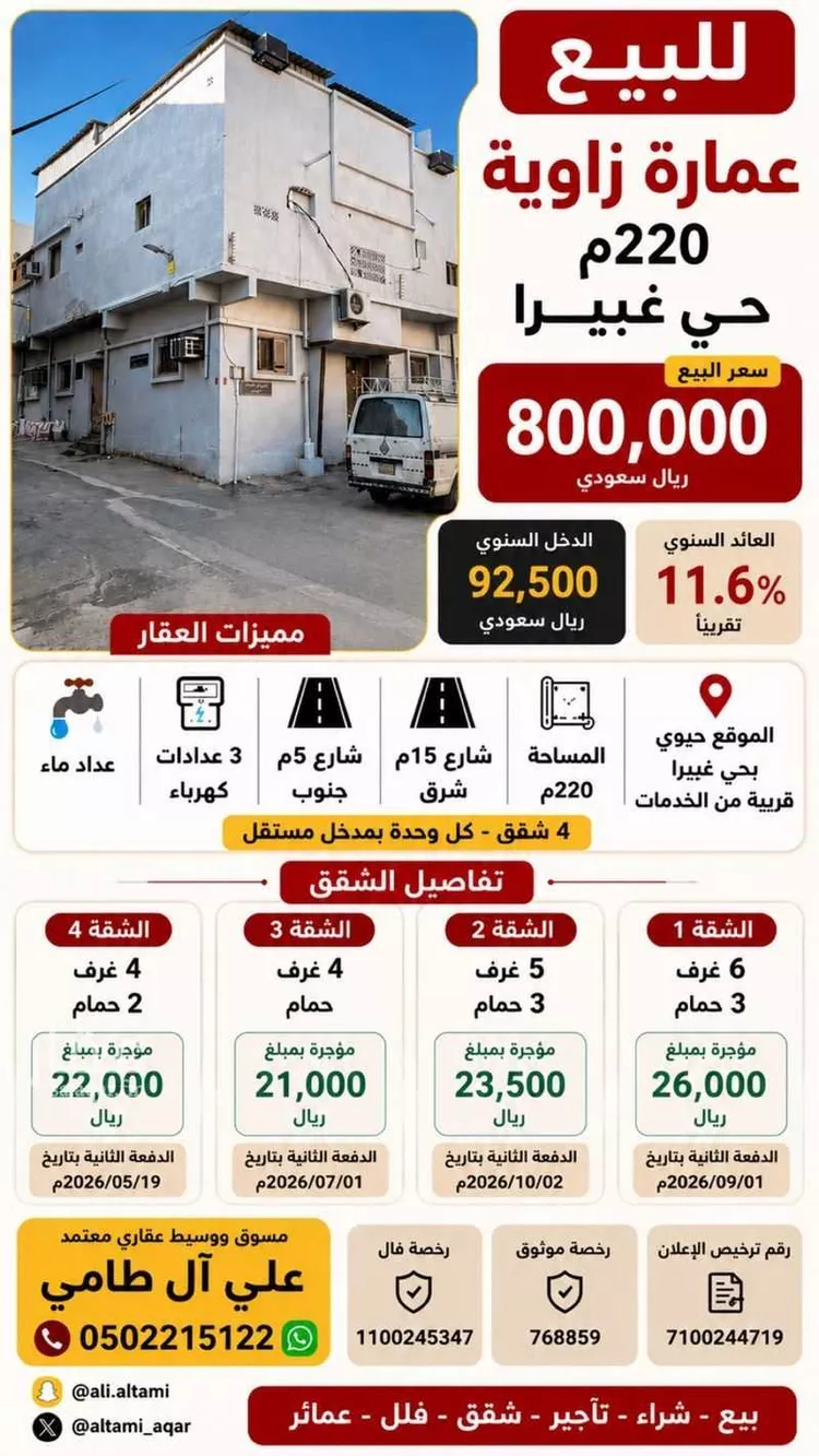عمارة للبيع في شارع ابن المهاجر, حي غبيرا, مدينة الرياض, منطقة الرياض