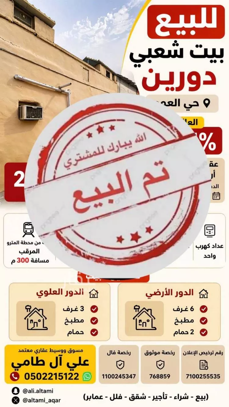 عمارة للبيع في شارع ممر6, حي العود, مدينة الرياض, منطقة الرياض 1 صورة