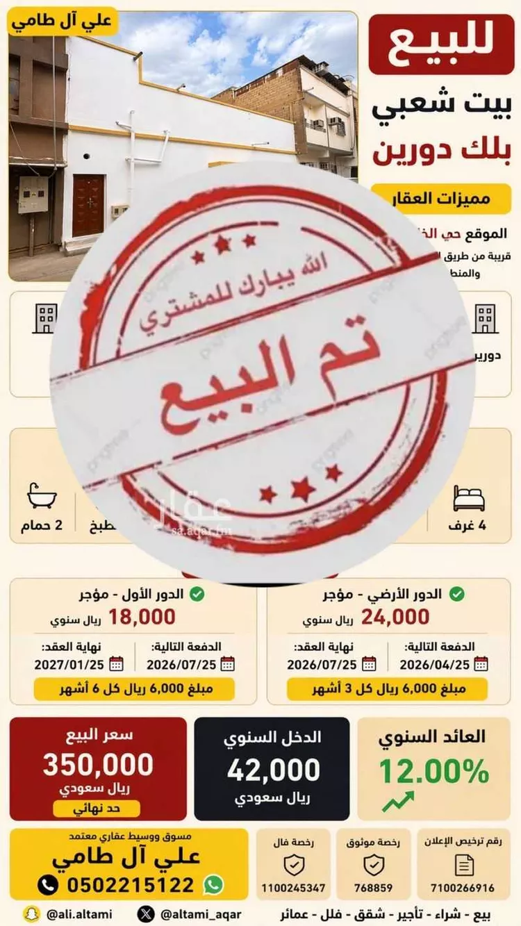 دور للبيع في شارع الثمالة, حي الخالدية, مدينة الرياض, منطقة الرياض