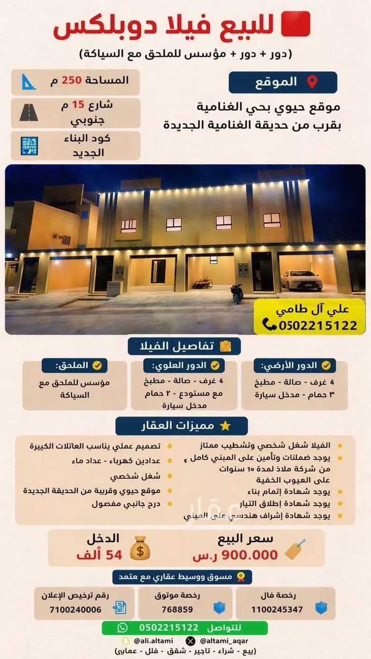 فيلا للبيع في شارع الملاجي, حي الغنامية, مدينة الرياض, منطقة الرياض