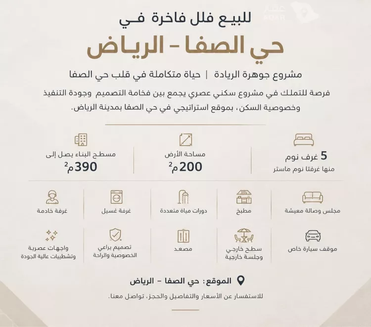 فيلا للبيع في شارع أحمد بن أصبغ, حي الصفاء, مدينة الرياض, منطقة الرياض 2