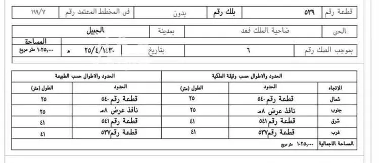 أرض للبيع في حي قرطبة, مدينة الجبيل, المنطقة الشرقية صورة 2