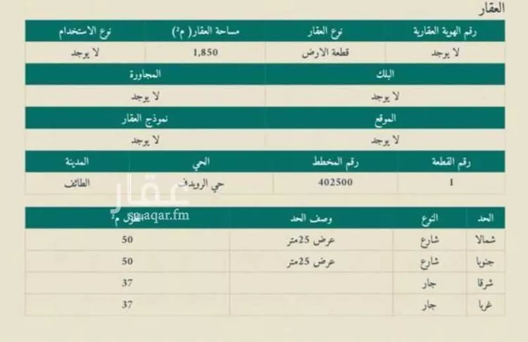 أرض للبيع في شارع طريق جليل, حي الرويدف, مدينة امارة منطقة مكة المكرمة - الطائف, منطقة مكة المكرمة صورة 2