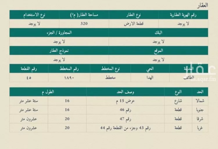أرض للبيع في حي الهدا, مدينة الطائف, منطقة مكة المكرمة
