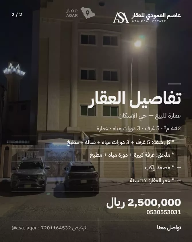 عمارة للبيع في شارع ابو بكر القفال, حي الإسكان, مدينة المدينة المنورة, منطقة المدينة المنورة 2