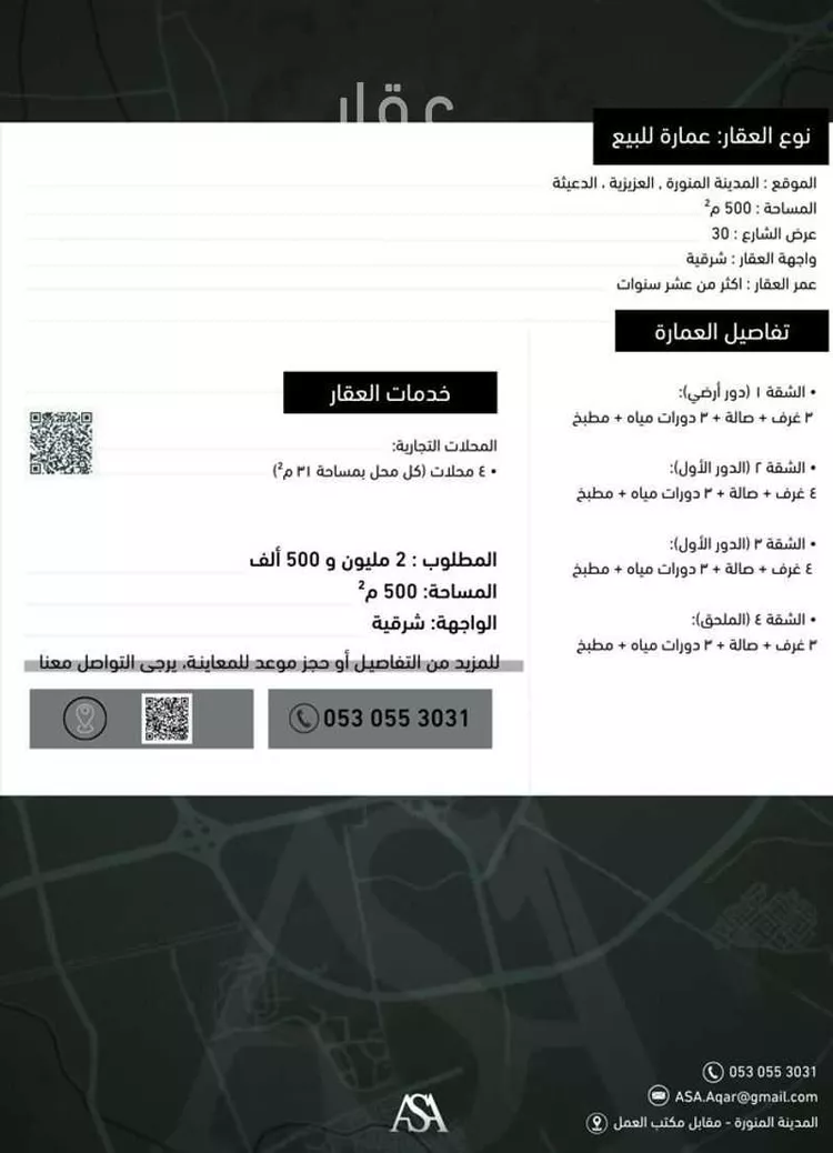 عمارة للبيع في شارع جذامة بنت وهب الاسدي, حي العزيزية, مدينة المدينه المنوره, منطقة المدينة المنورة صورة 2