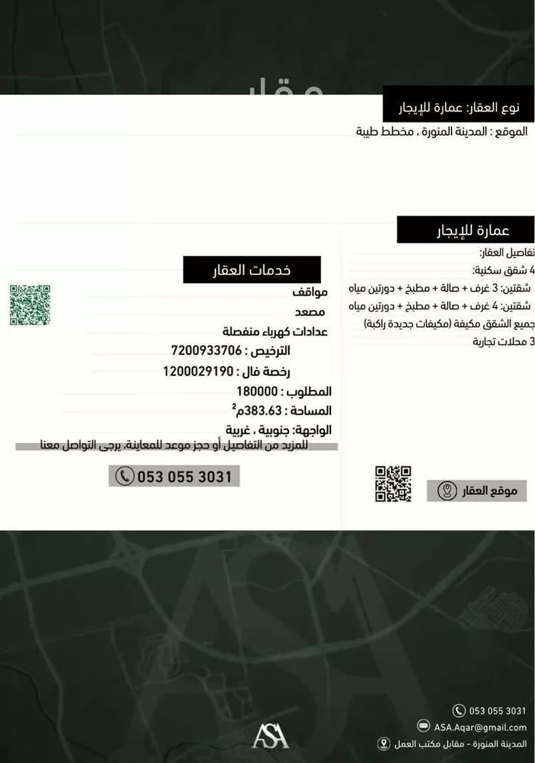 عمارة للإيجار في شارع ضمرة بن ابي العيص, حي طيبة, مدينة المدينة المنورة, منطقة المدينة المنورة صورة 2