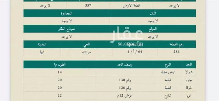 أرض للبيع في شارع باب المندب, حي الأندلس, مدينة أبها, منطقة عسير