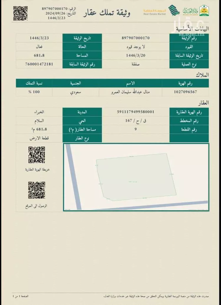أرض للبيع في شارع أبي جعفر المنصور ، النفيد ، رياض الخبراء صورة 2