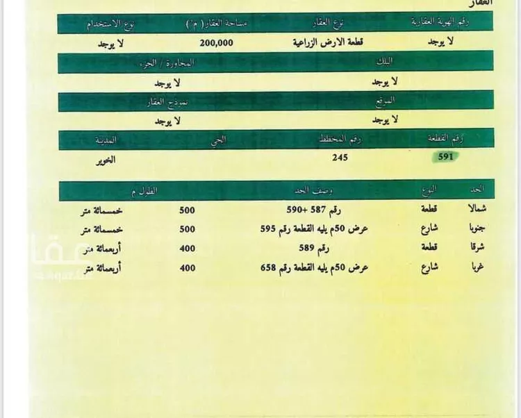 أرض للبيع في حي الخوير, مدينة الخوير, منطقة حائل صورة 2