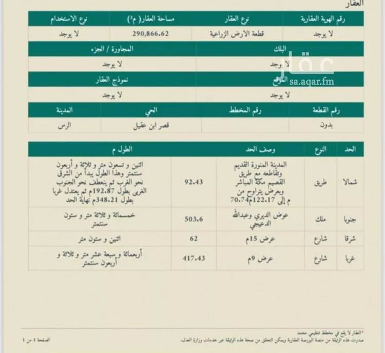 مزرعة للبيع في شارع زهير الثقفي, حي غرناطة, مدينة قصرابن عقيل, منطقة القصيم