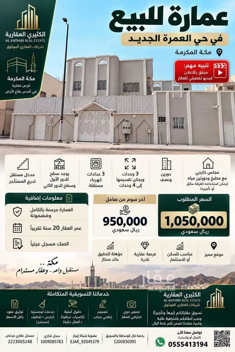 عمارة للبيع في شارع البحاري, حي العمرة, مدينة مكة المكرمة, منطقة مكة المكرمة 1 صورة