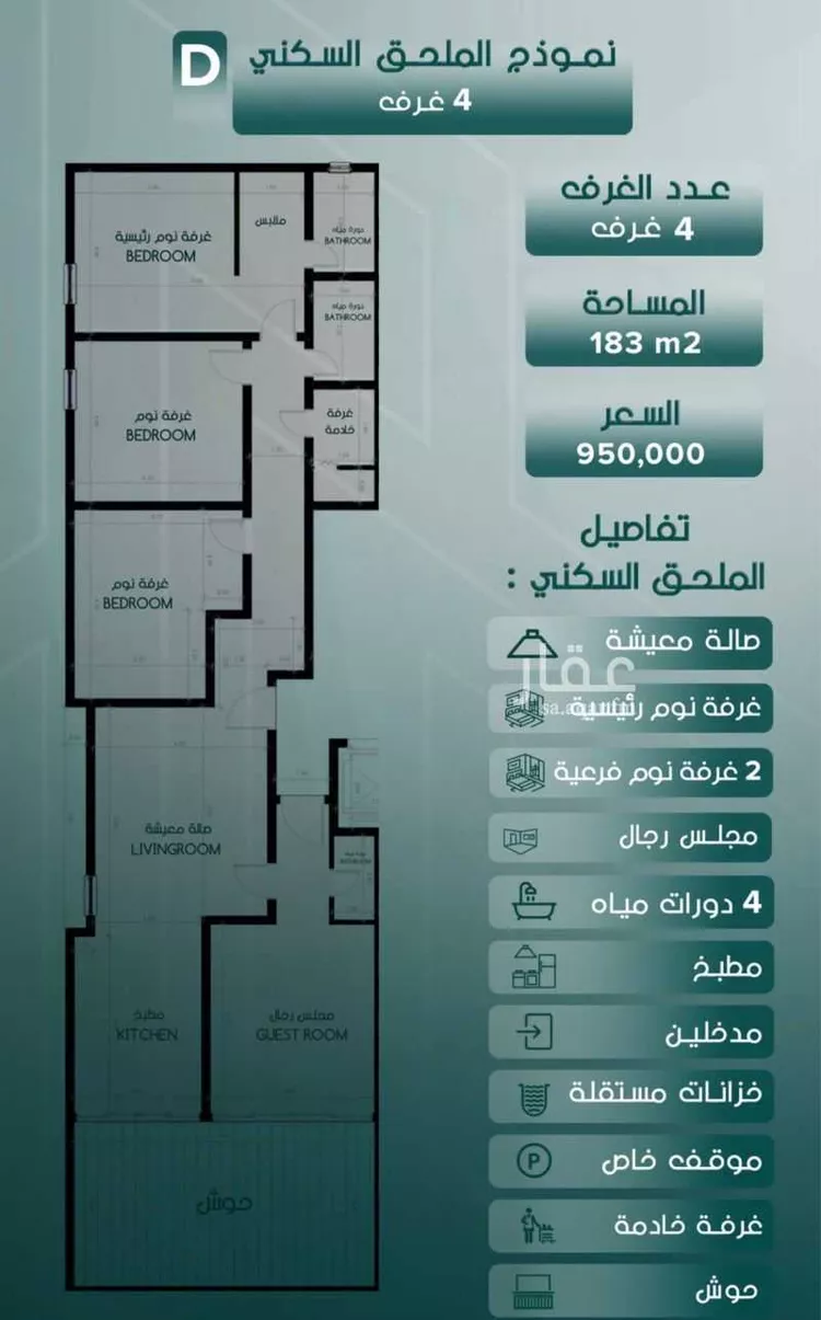 شقة للبيع في شارع أحمدباعشن, حي السلامة, مدينة جدة, منطقة مكة المكرمة صورة 2